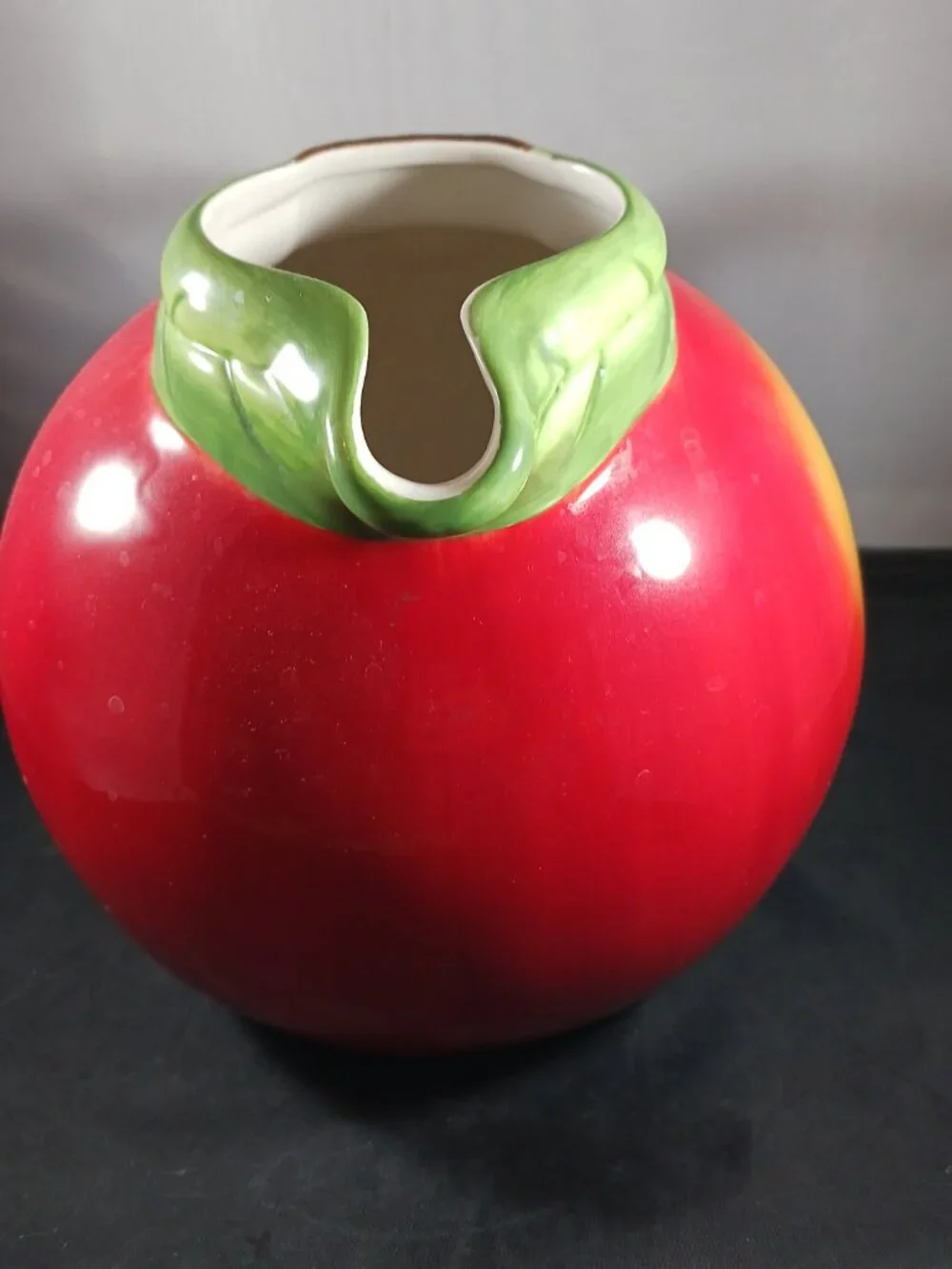Vintage DWS Hand Painted Peach Ceramic Majolica Style Pitcher